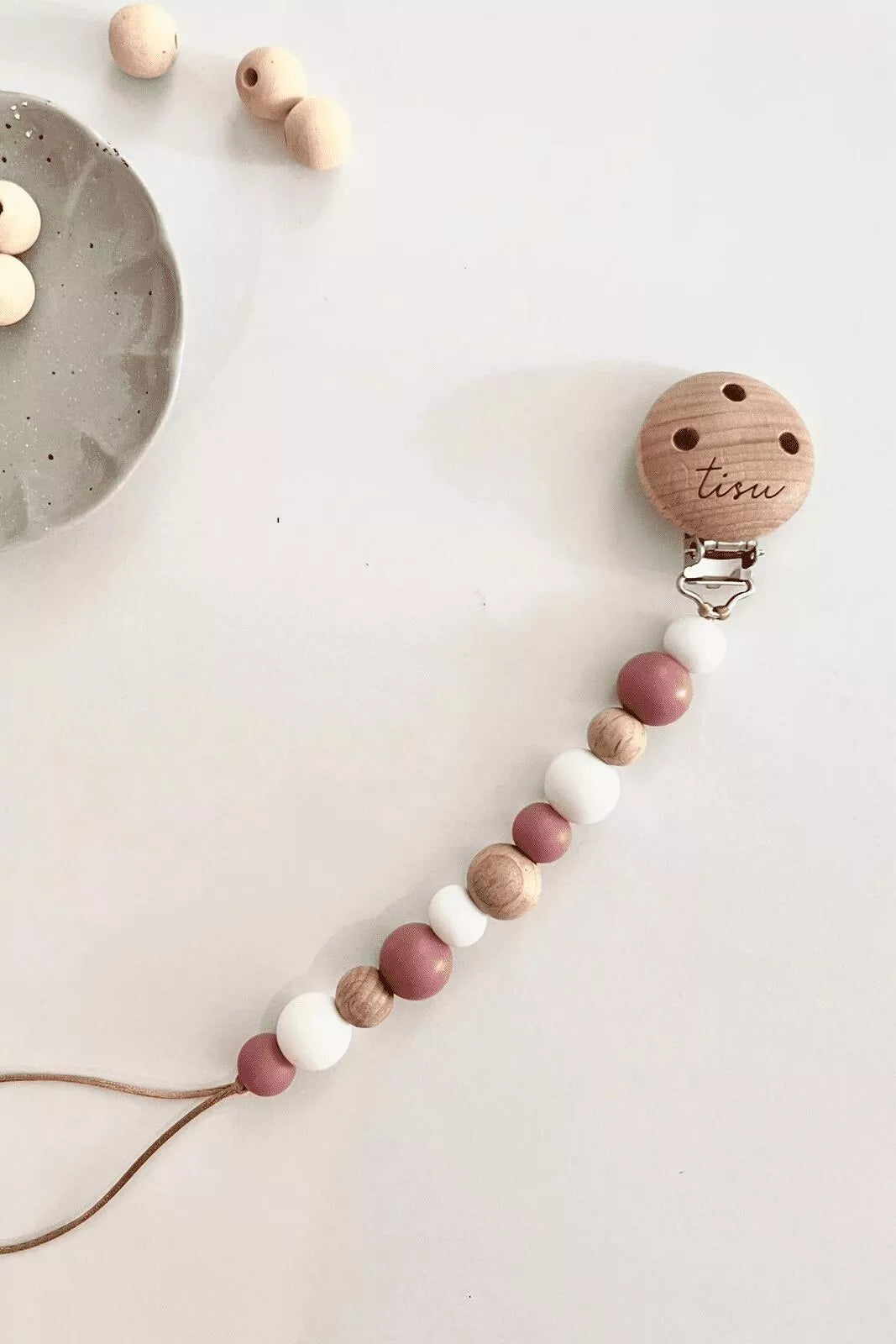 TISU pacifier clip, Rose