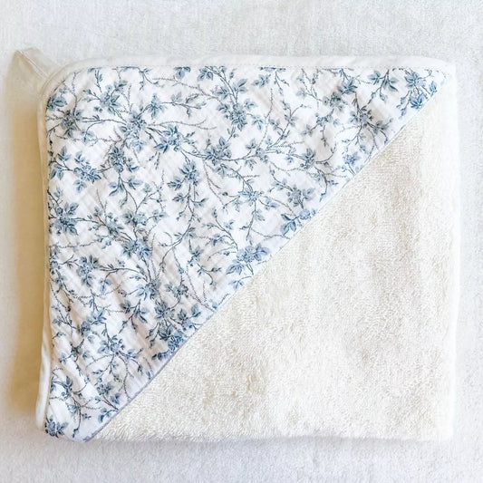 Baby bath cape  - Jouy blue