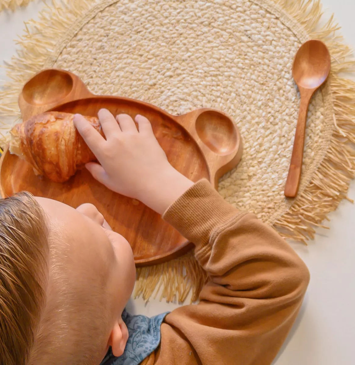Kids Plate - Bear head Khaya Wood