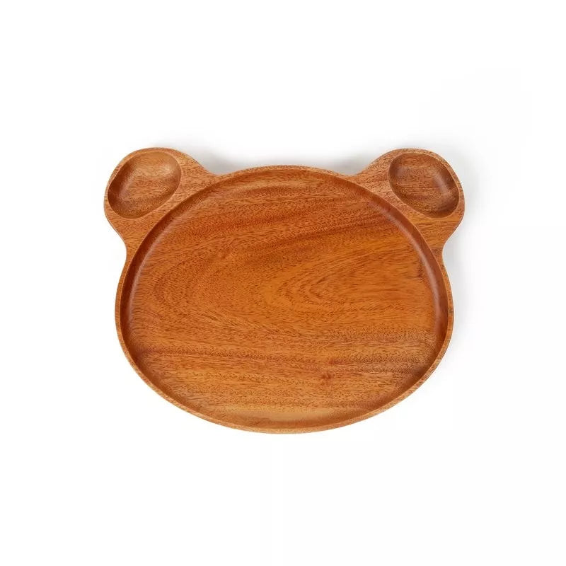 Kids Plate - Bear head Khaya Wood