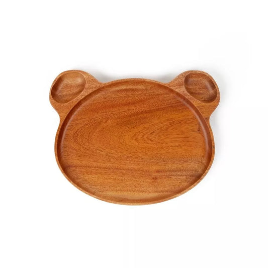 Kids Plate - Bear head Khaya Wood