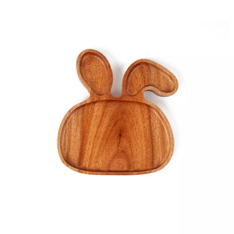 Kids Plate - Rabbit head shape  Khaya Wood